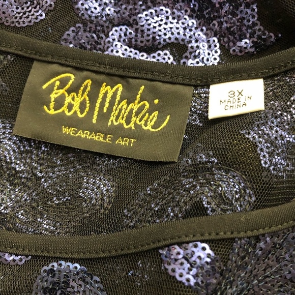 Bob Mackie Wearable Art Black Blue Kaftan Tunic Dress 3X - Picture 12 of 12